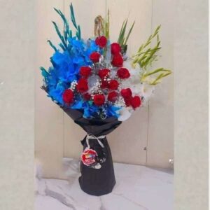 Blue and White Glads Bouquet