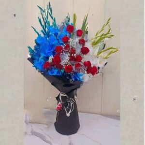 Blue and White Glads Bouquet