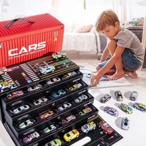 48PCS Container Simulation Alloy Car Model Finale Alloy Inertia Pull Back Mini Car Toy