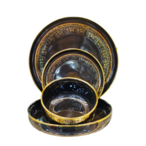 24 Pieces Porcelain Dinner Set – Black Golden